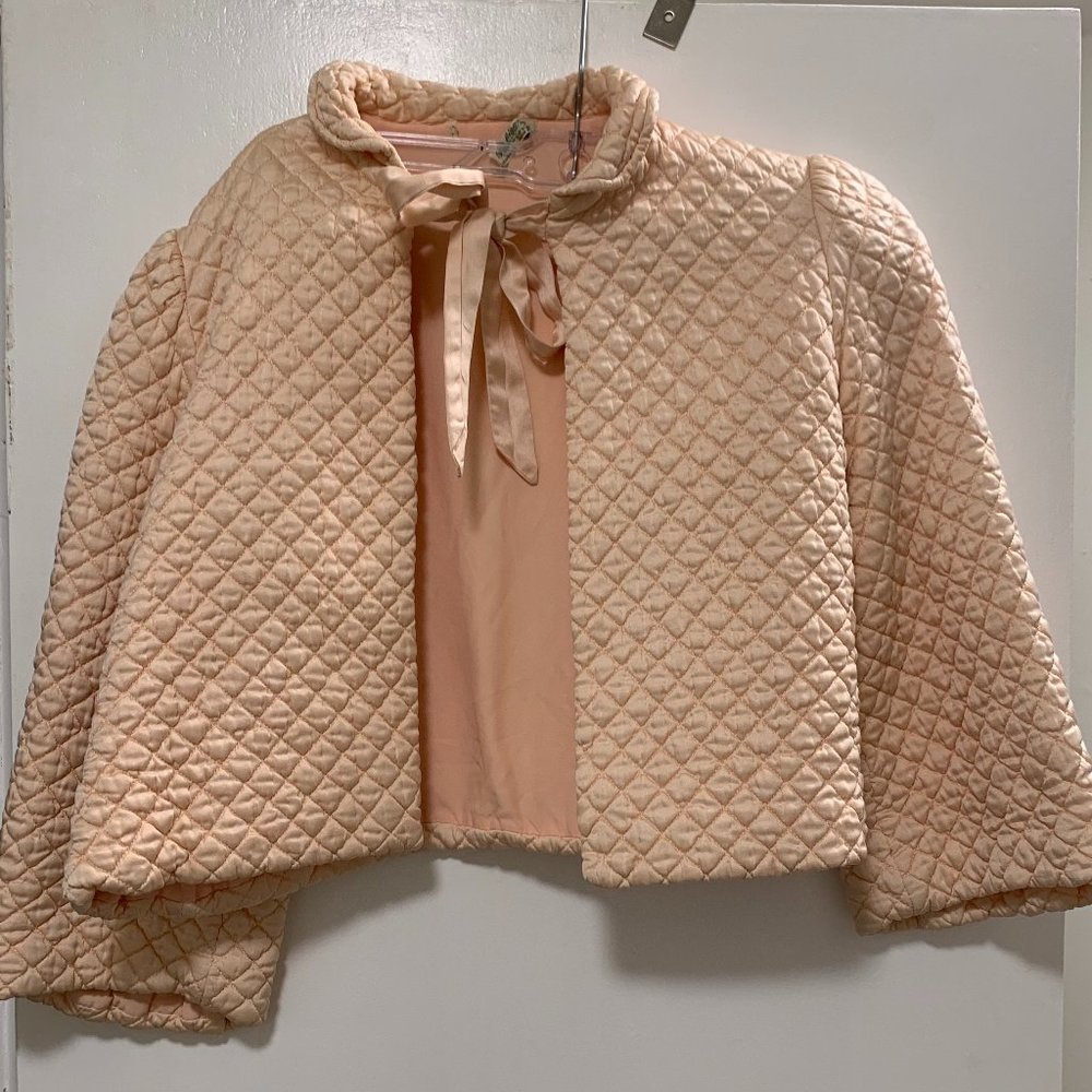 Vintage Quilted Pink Bed Jacket By Barbizon
